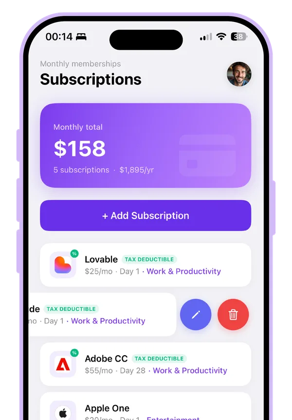 Incomly app tracking recurring freelance business expenses and subscriptions
